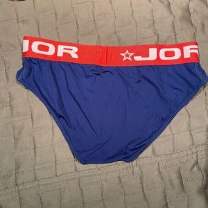 Navy and Red Nylon/Elastane briefs.